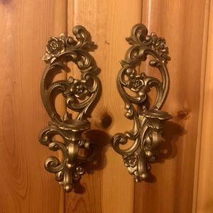 Vintage Homco floral gold wall sconces/candle holders.